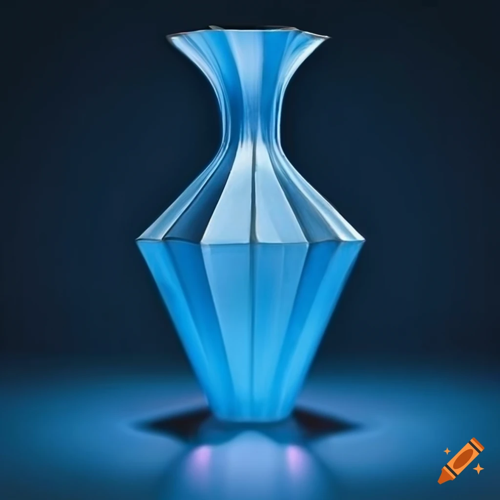 photo of a blue art deco vase in dramatic lighting