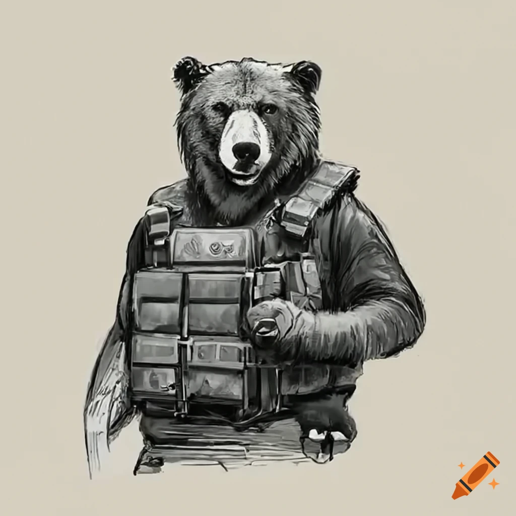Humorous illustration of a grizzly bear with sunglasses and a cigar on  Craiyon