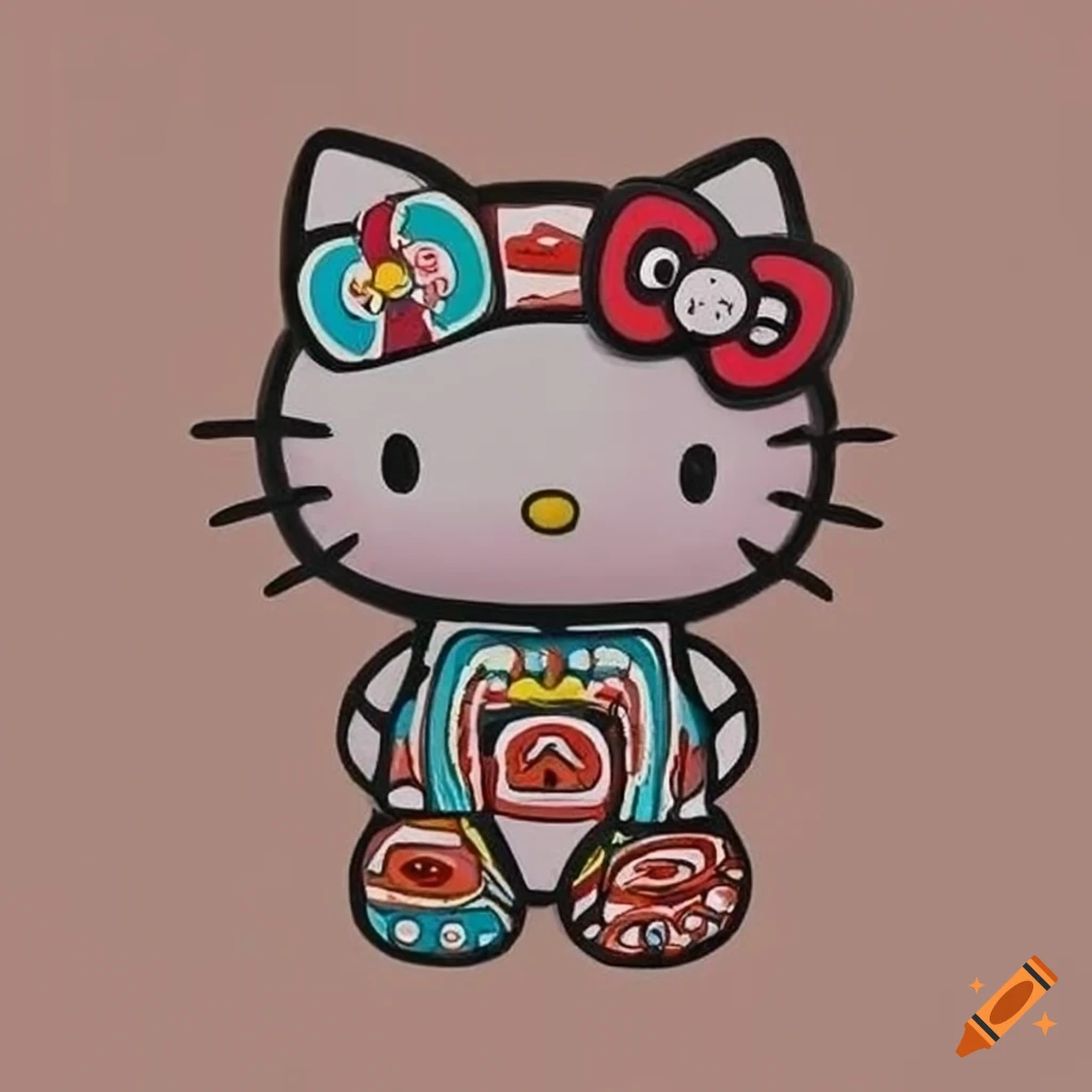 Hello kitty in first nations indigenous attire