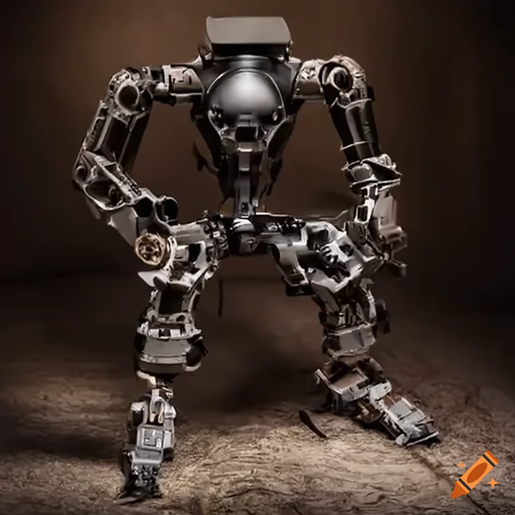 menacing robot with dual mini guns