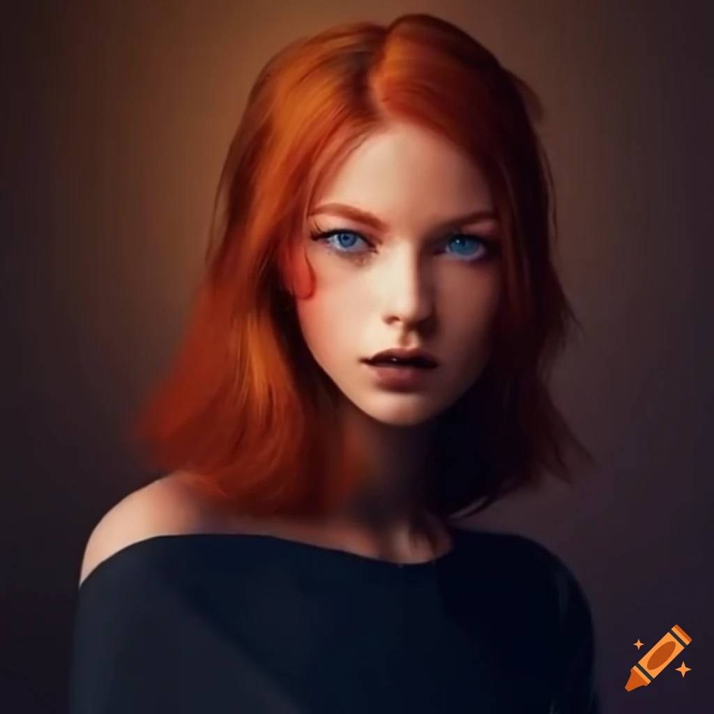 image of a woman with red hair and blue eyes