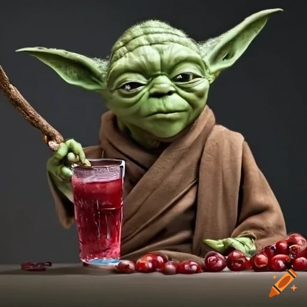 Yoda with a can of sprite cranberry on craiyon