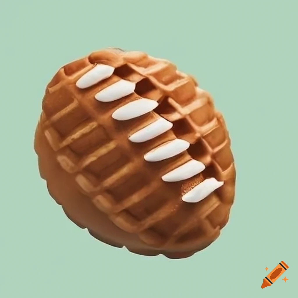 Image of a waffle shaped like a football on Craiyon