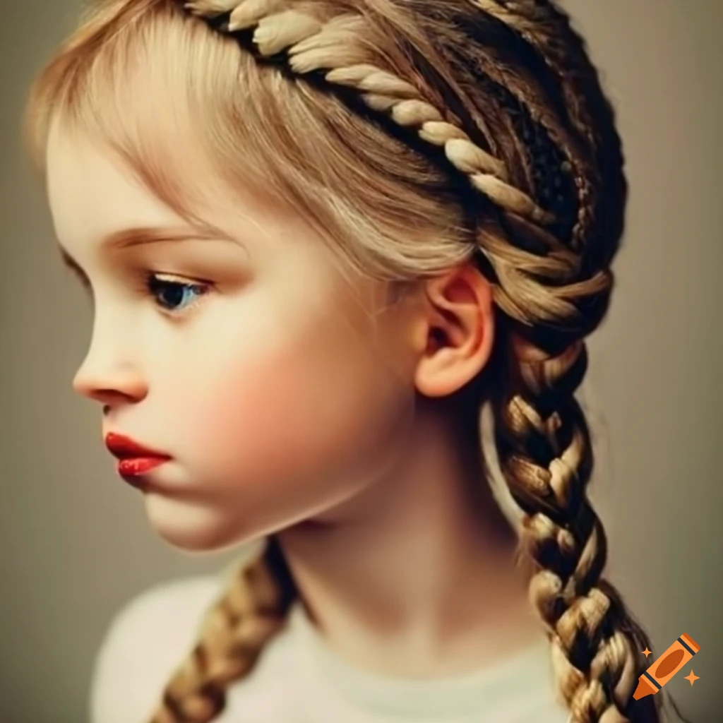 Girl with beautiful braided hair on Craiyon