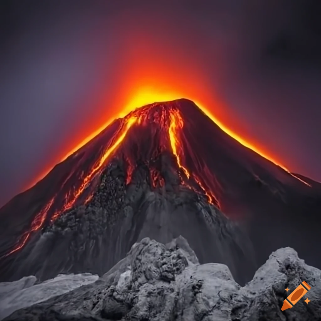 volcano on an island