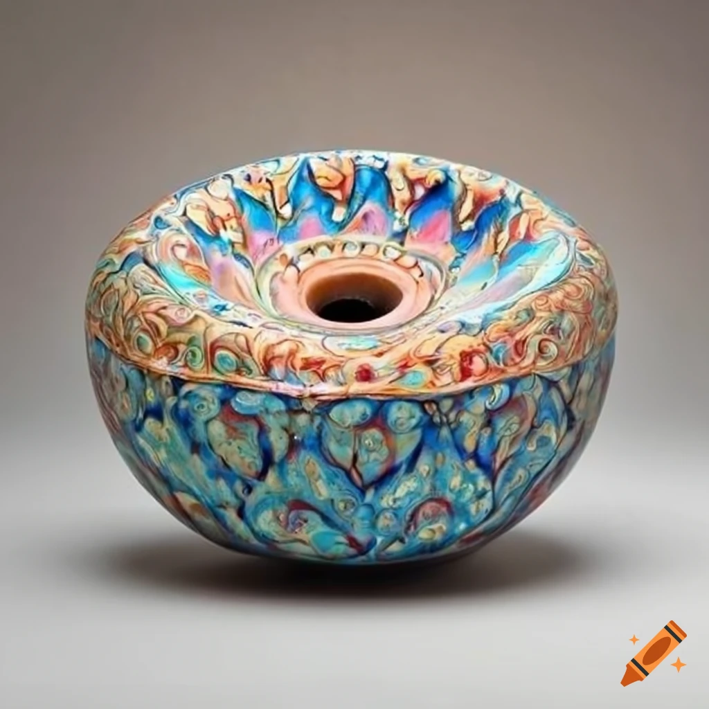 Intricate ceramic painted sink in ethnic colors
