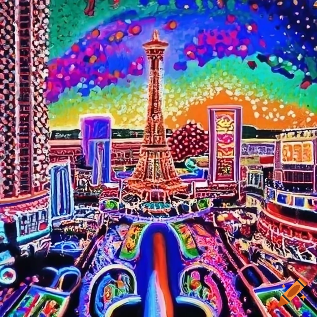 colorful Pointillism artwork representing Las Vegas