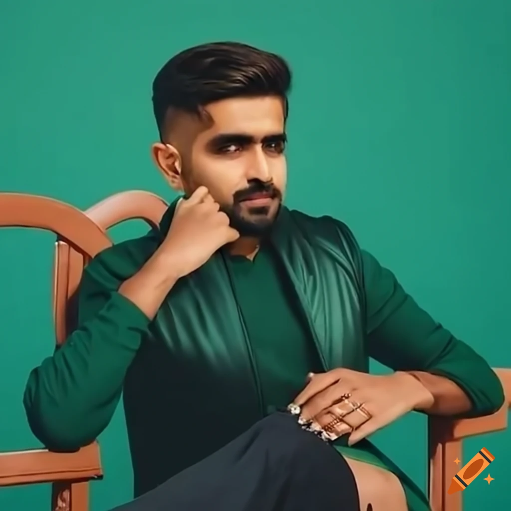 Cinematic Shot Of Babar Azam Sitting On A Bench On Craiyon
