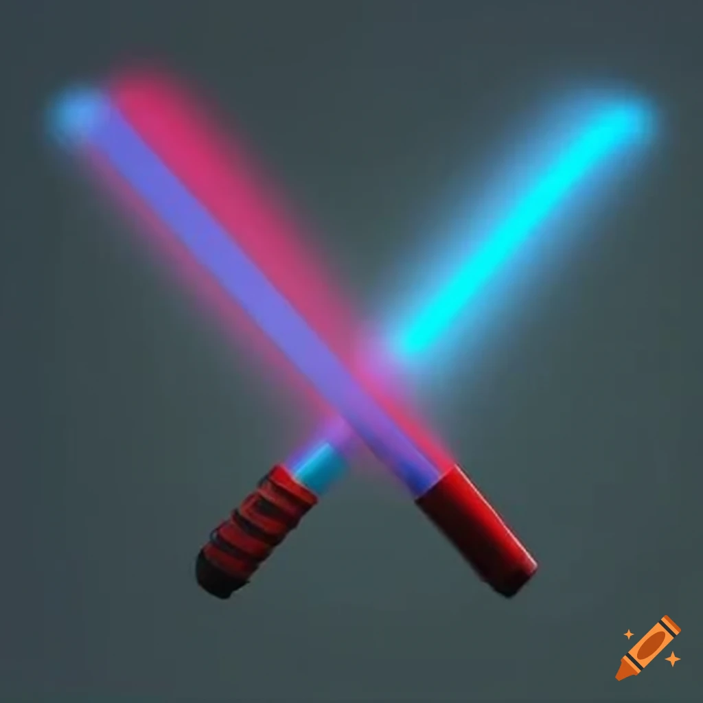 duel between red and blue lightsabers
