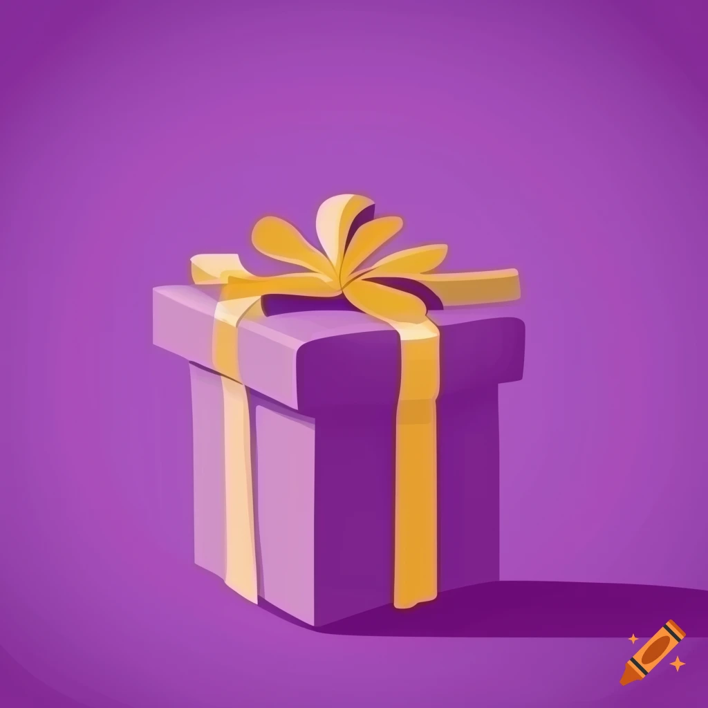 minimalist vector art of a purple gift for Christmas
