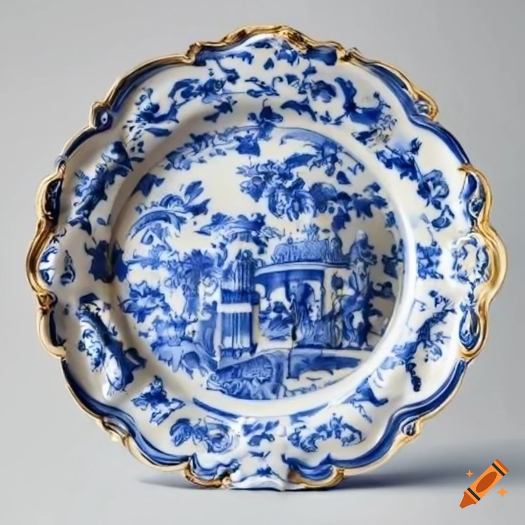 Blue pottery plate willow pattern albany ny on Craiyon