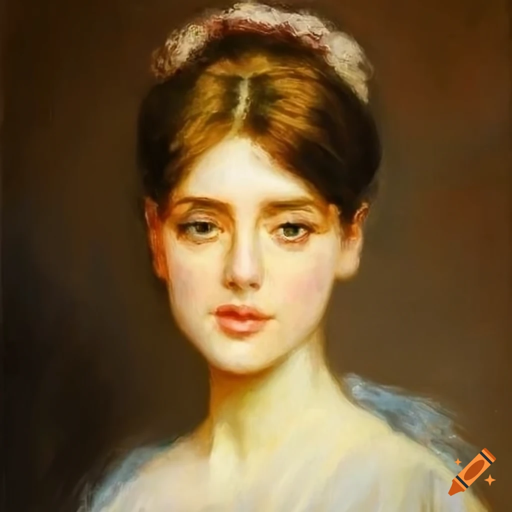 portrait painting of a woman in a beautiful dress