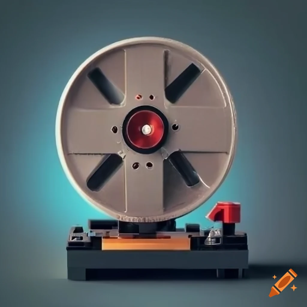 Image of a magnetic tape reel on a lego machine on Craiyon