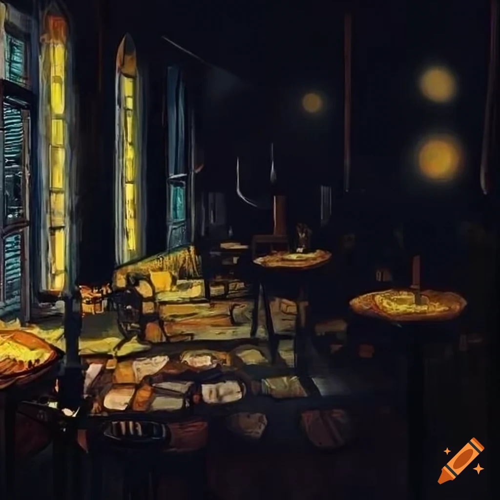 modern representation of Van Gogh's 'Cafe Terrace at Night' color palette
