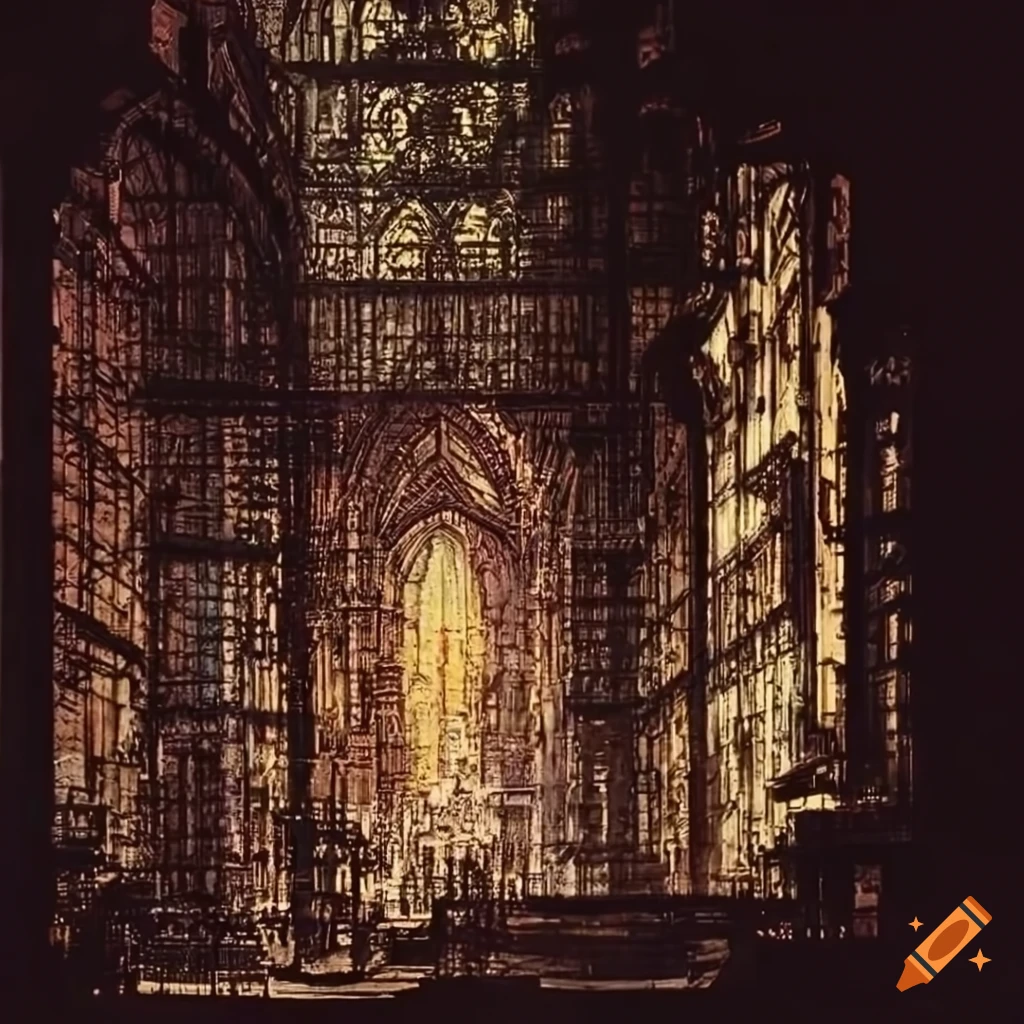 Classical painting of a medieval protestant cathedral in england on Craiyon