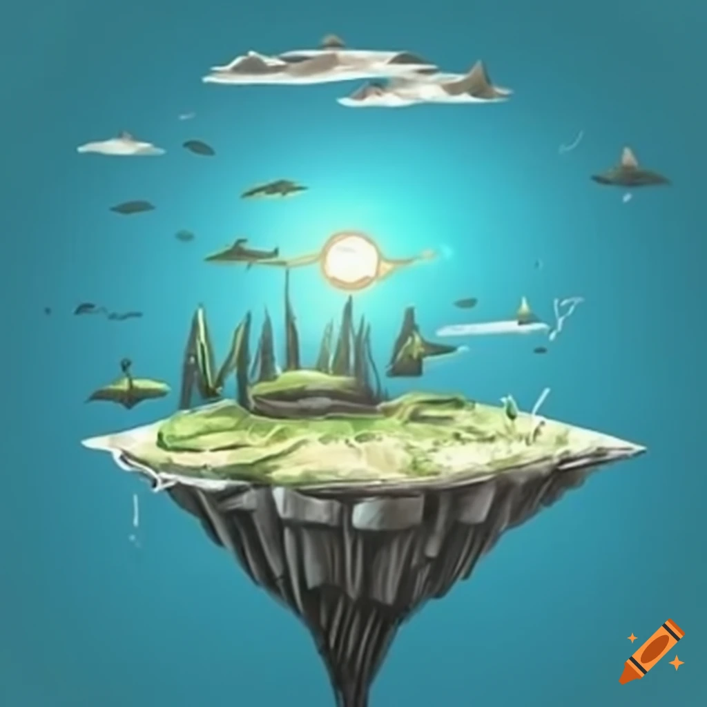 Floating islands in the ocean on Craiyon