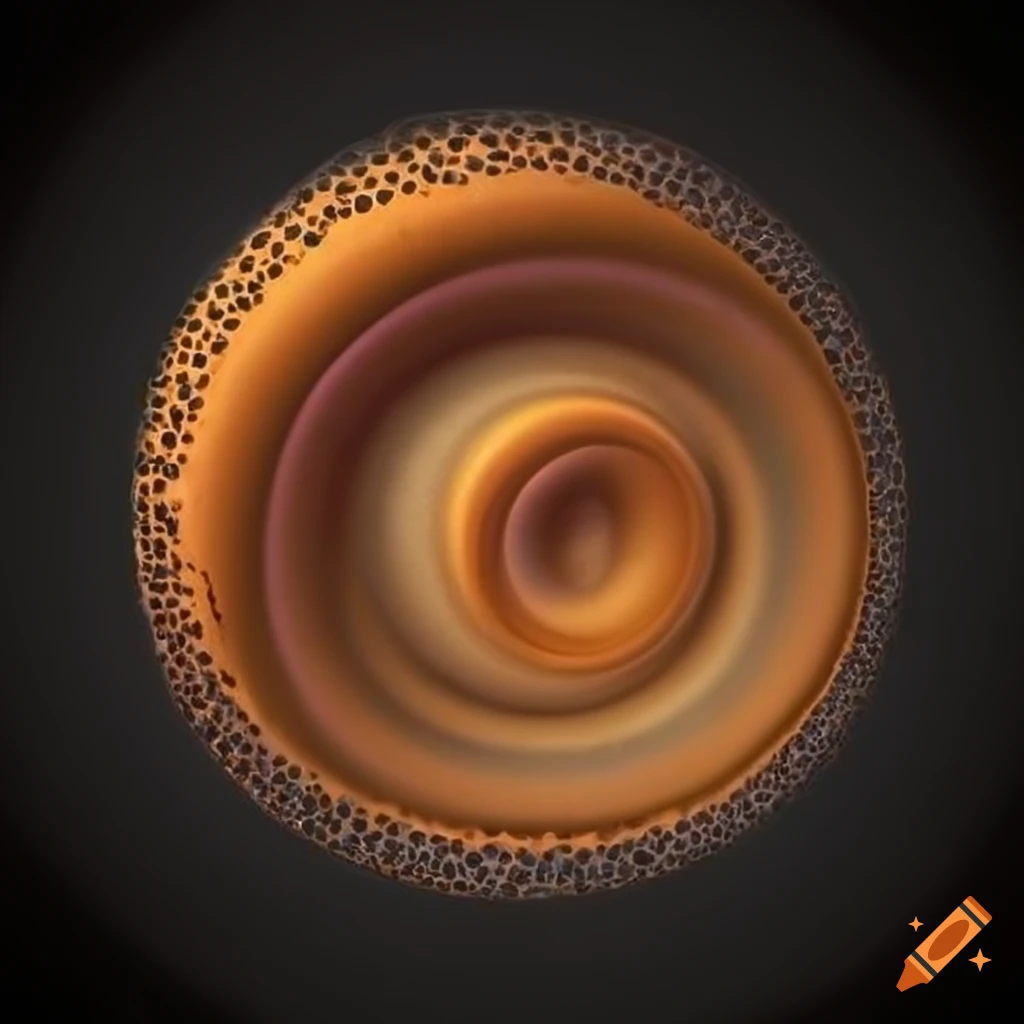 Ochre rings in a pattern on black background