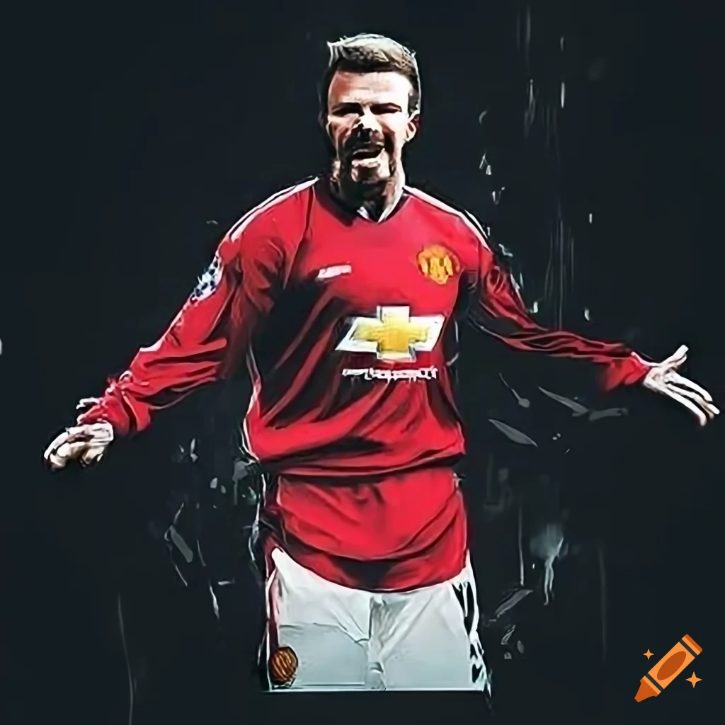 wall art of David Beckham taking a free kick