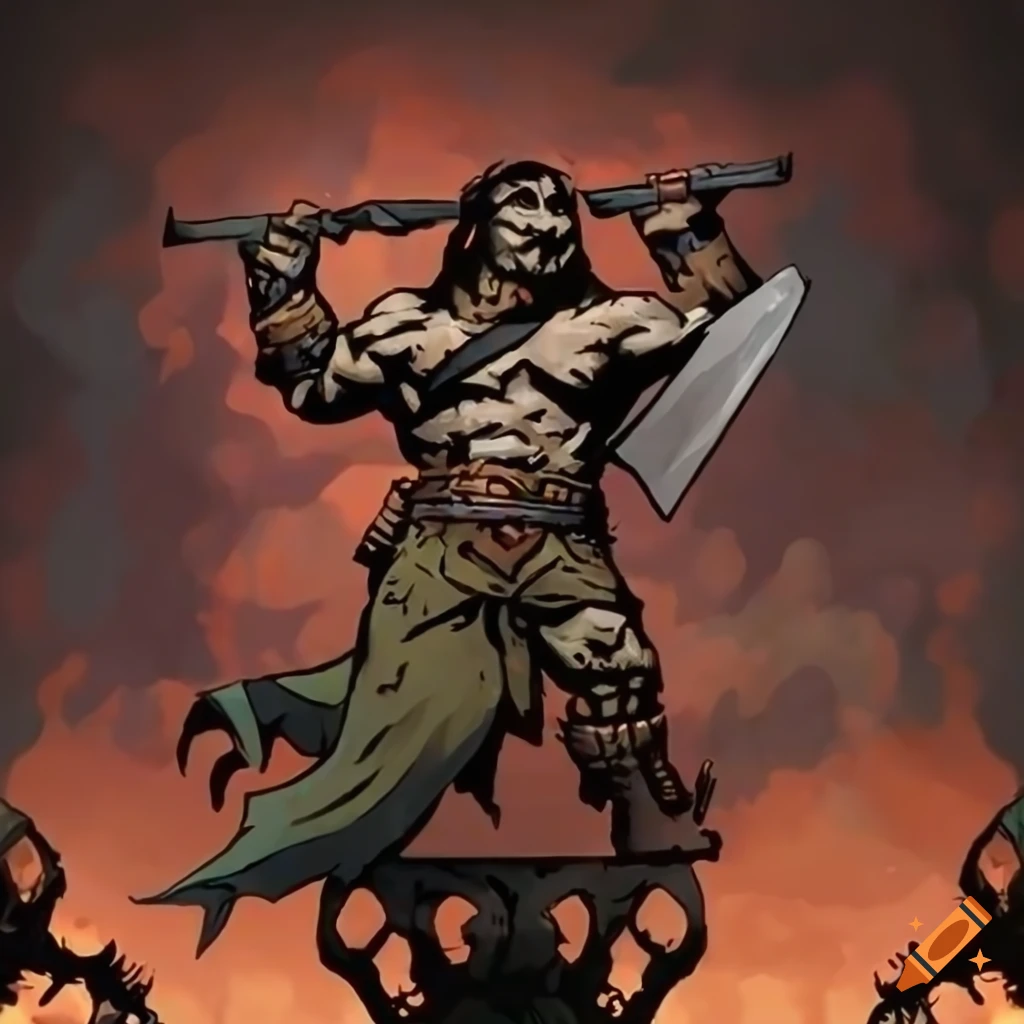 digital art of a victorious barbarian raising sword