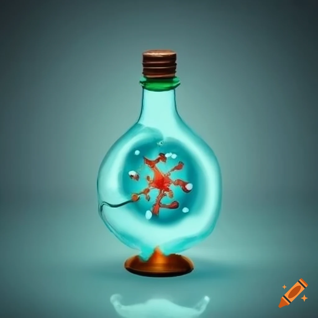 funny illustration of a virus in a bottle