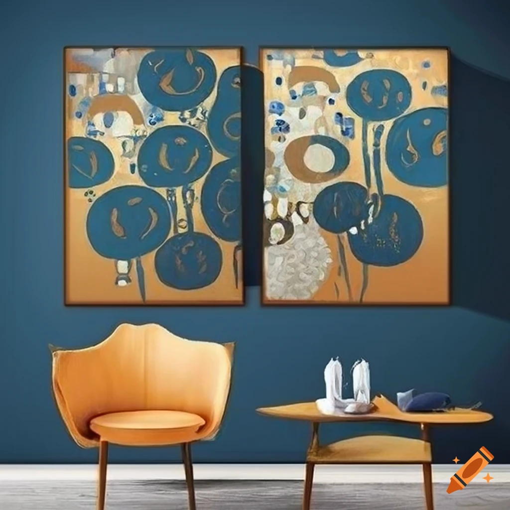 Klimt-inspired painting of pumpkins in warm tones