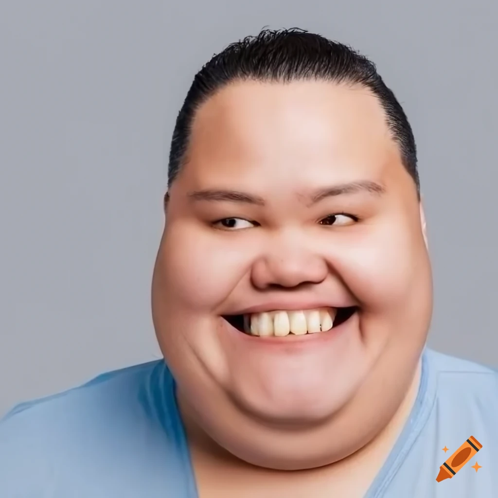 Smiling fat man with white teeth on Craiyon