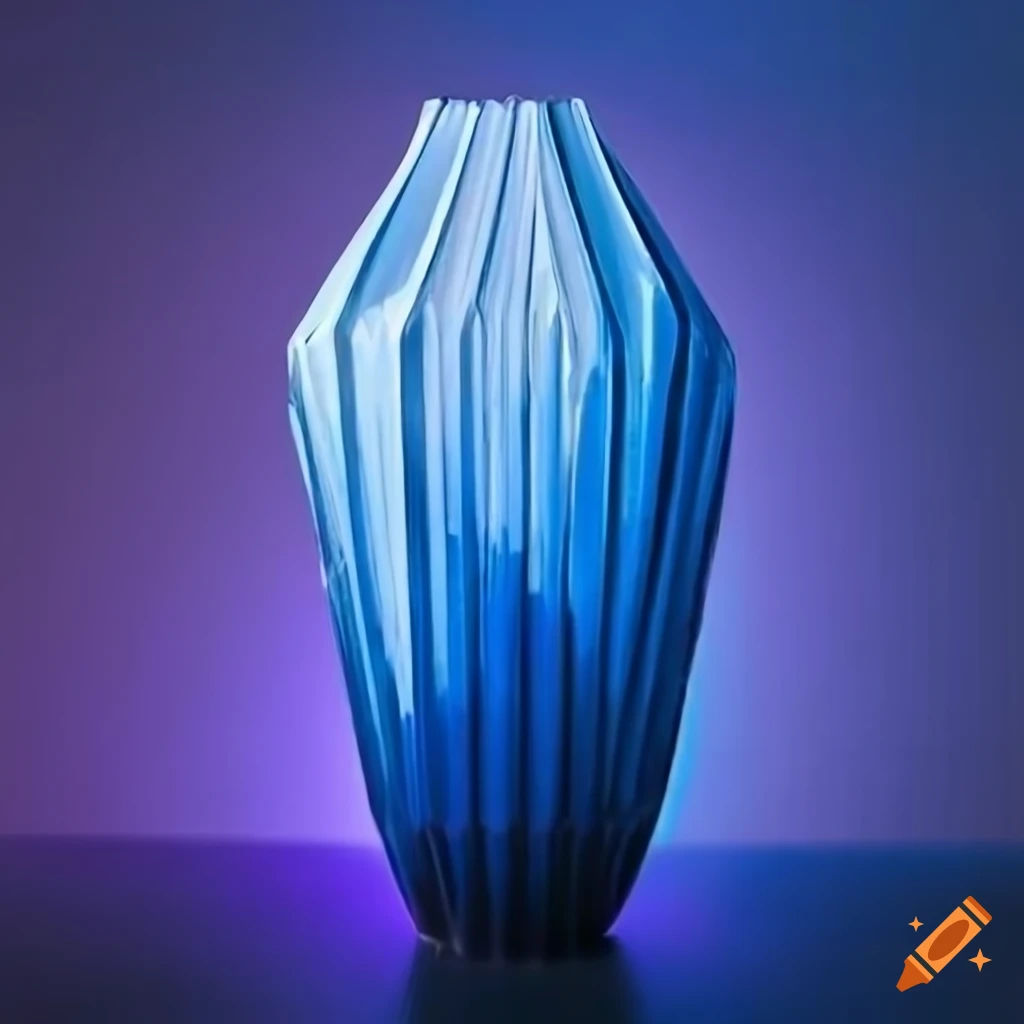 Ultra high definition photo of a stunning blue hour art deco vase