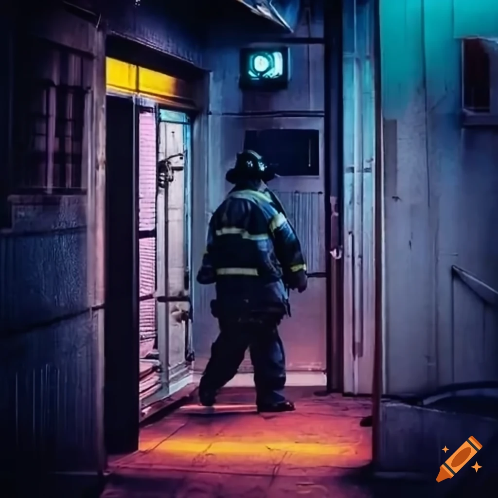 nighttime scene of a person walking towards a subway station
