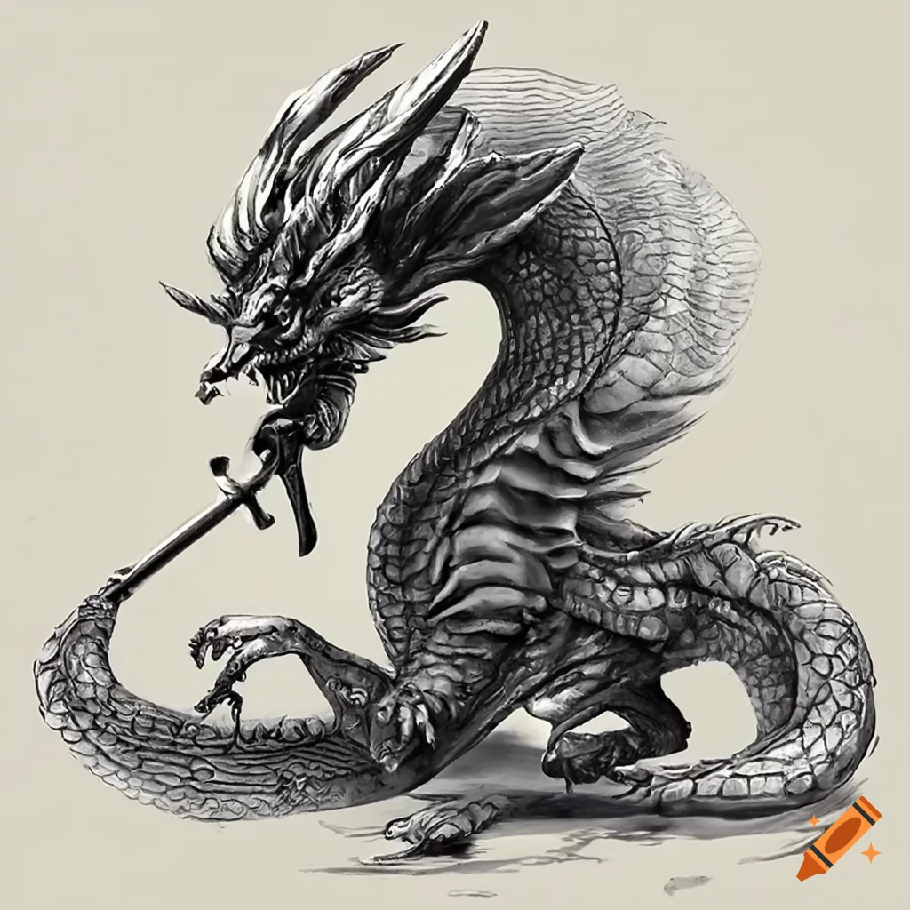 Bronze dragon playing flute on Craiyon