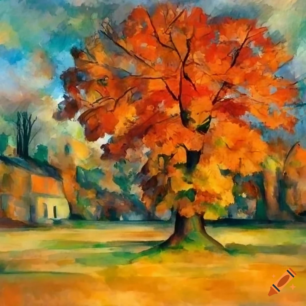 Fall landscape painting inspired by paul cezanne on Craiyon