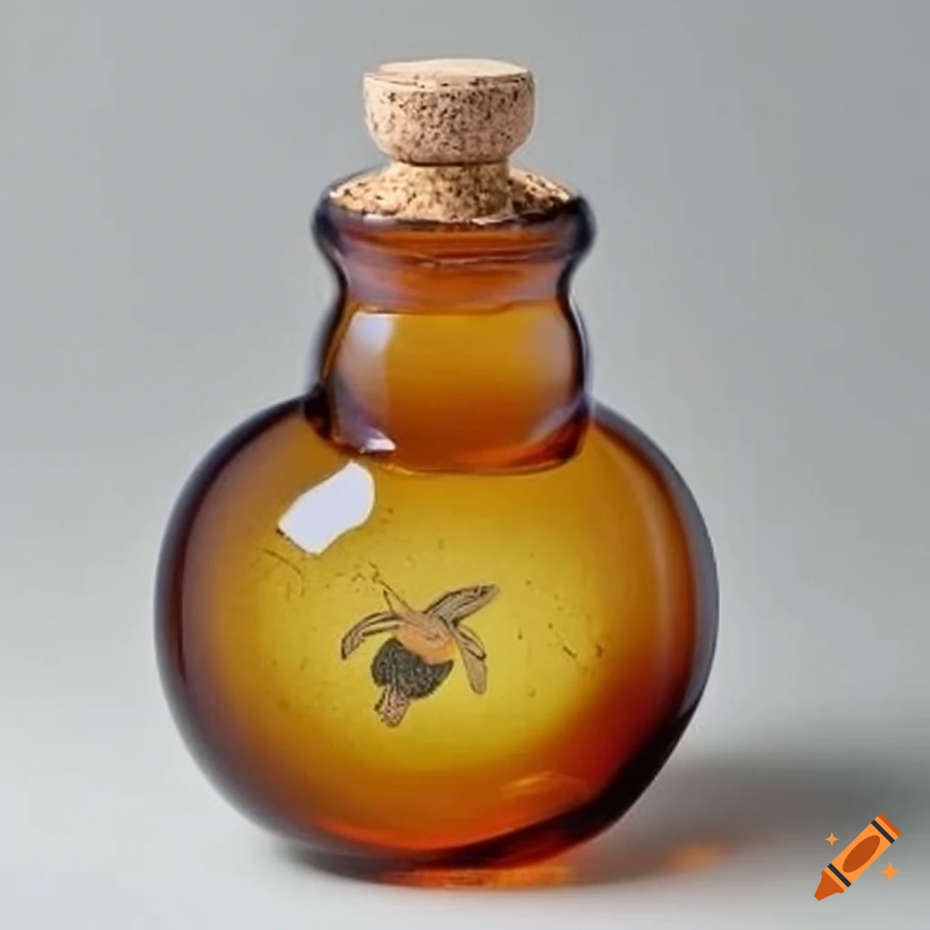 glass jar of amber honey shaped like a bee