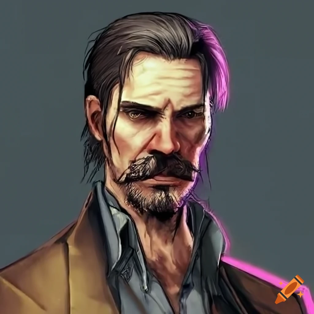 Character With A Rugged Look And Unique Mustaches