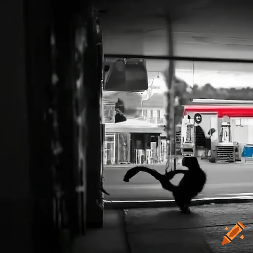 Cctv footage of cats at a gas station on Craiyon