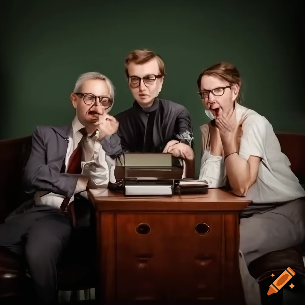 group of nerds listening to mystery radio shows