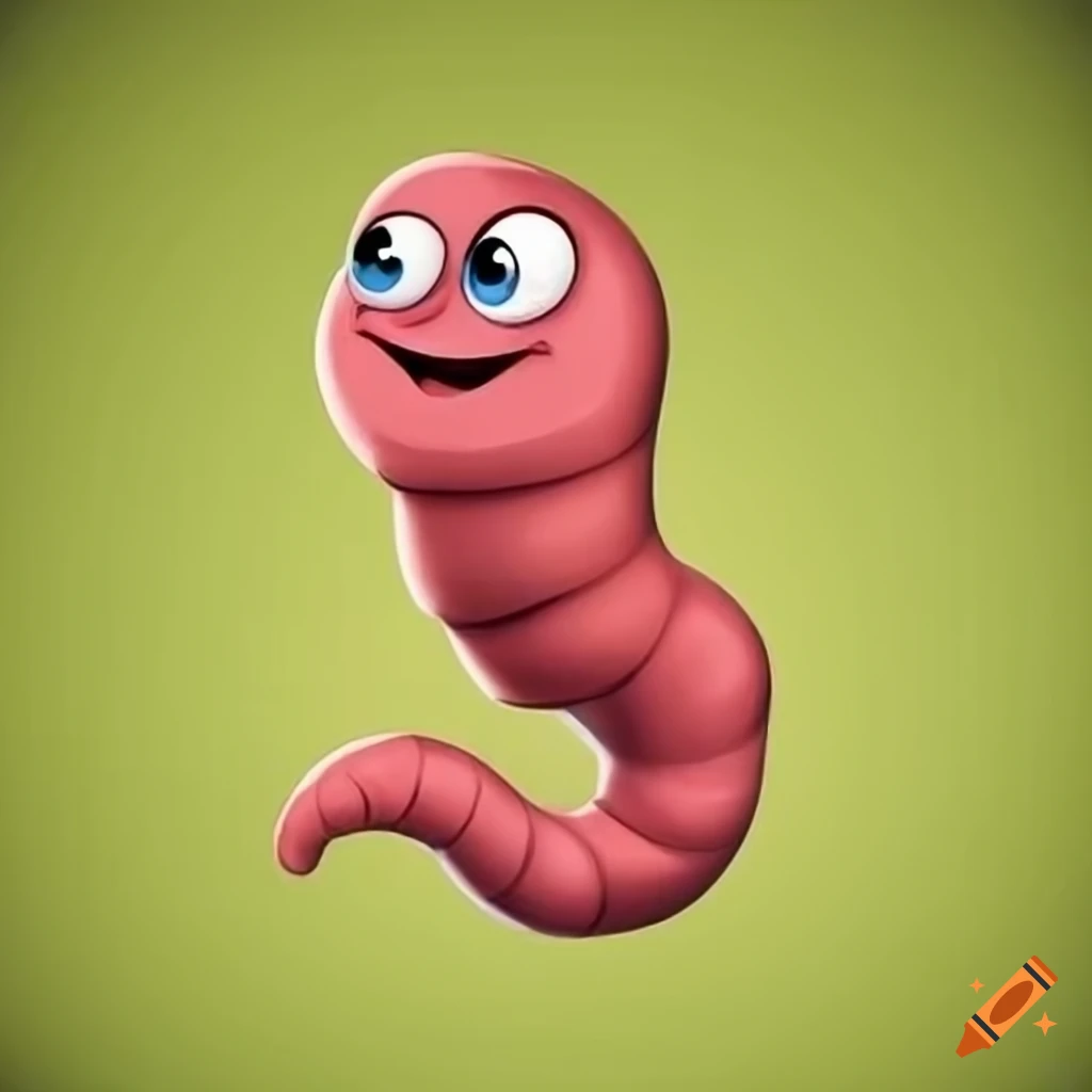 colorful cartoon of a cute earthworm in the soil on Craiyon