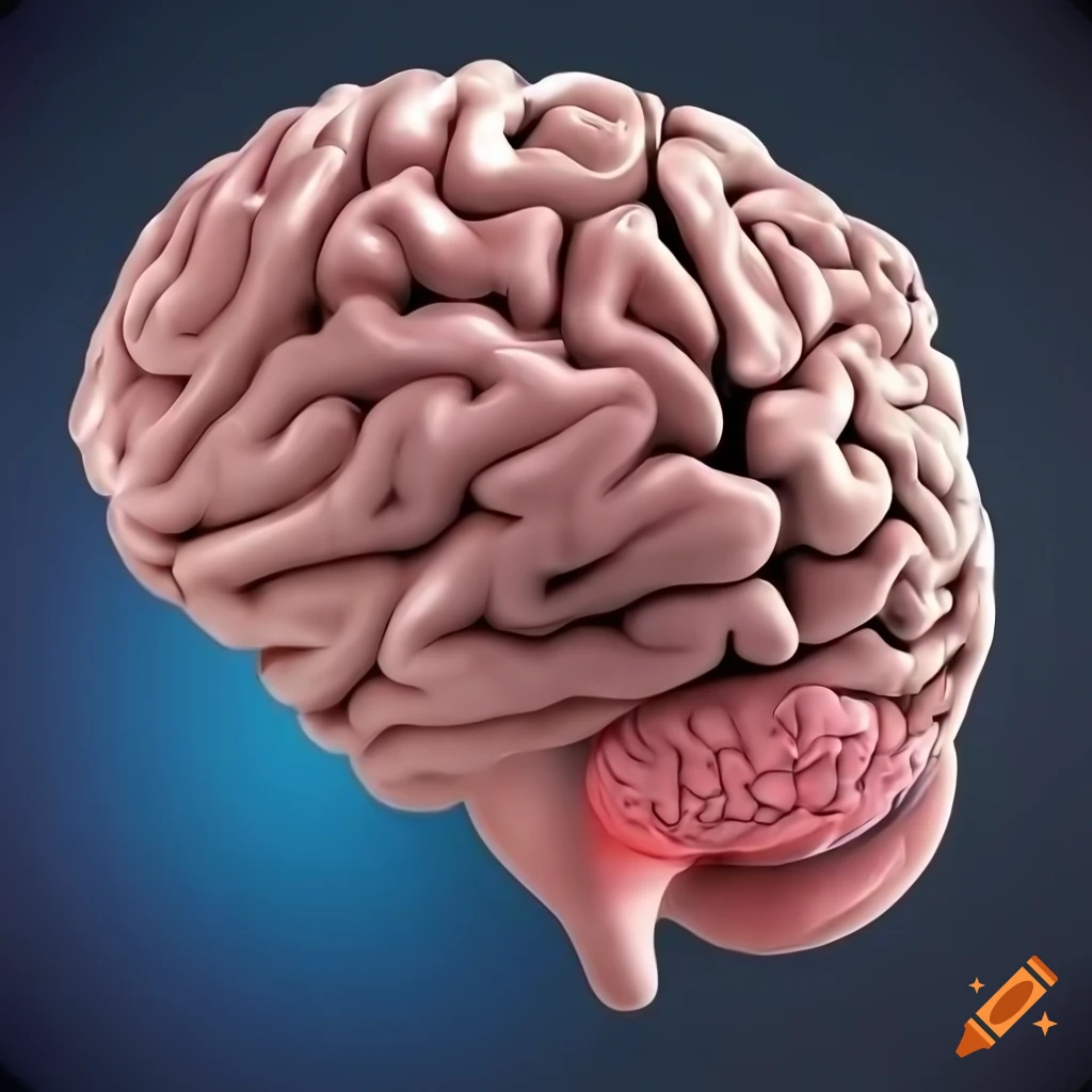 Detailed digital illustration of the human brain on craiyon