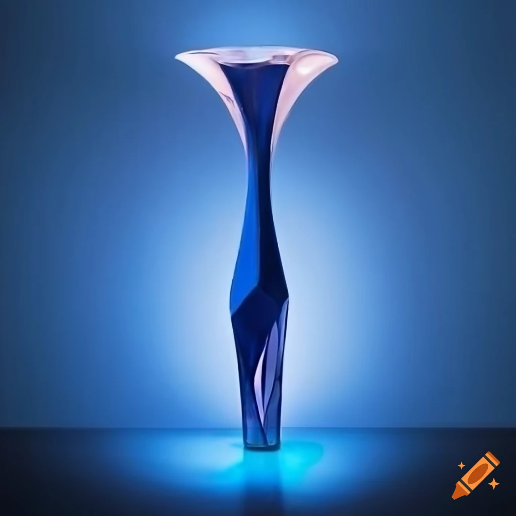 photograph of a blue art deco vase with dramatic lighting