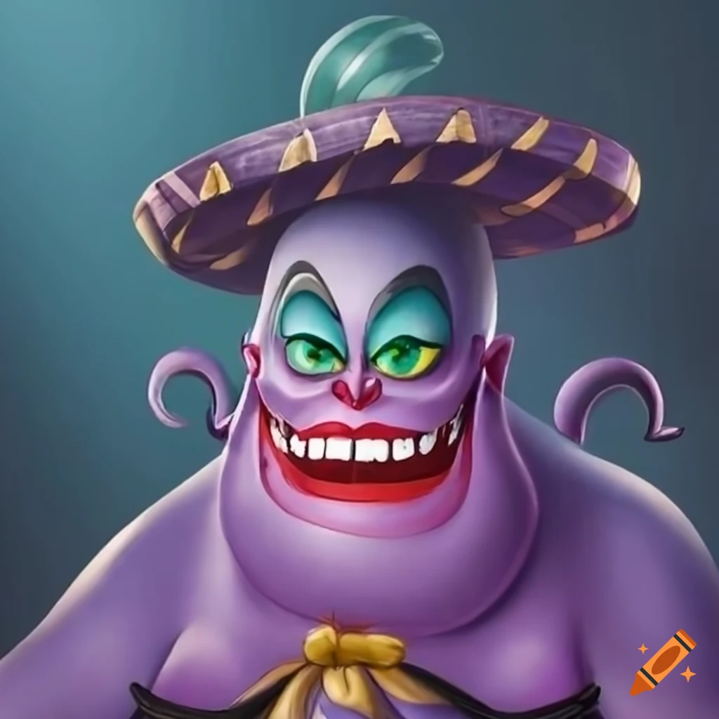 Ursula from The Little Mermaid wearing a sombrero