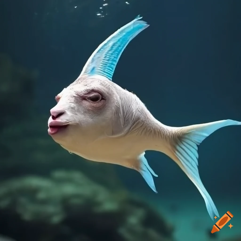 image of a goat swimming like a fish