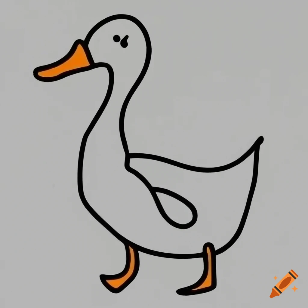 Funny line drawing of a duck on Craiyon