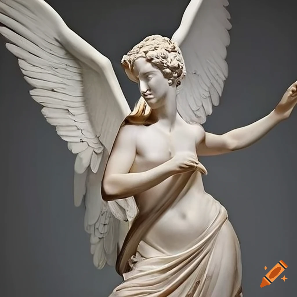sculpture of a supermodel-like angel by Antonio Canova