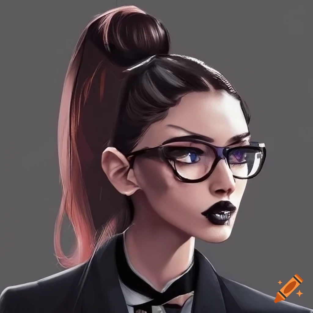 Attractive woman with glasses and dark ponytail on Craiyon