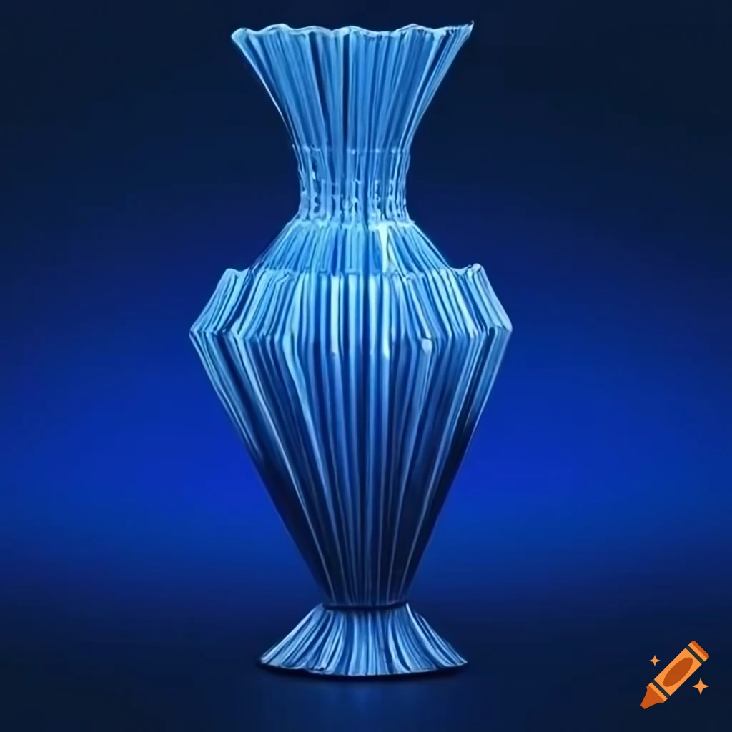 Ultra high definition photo of a fluted facetted art deco vase