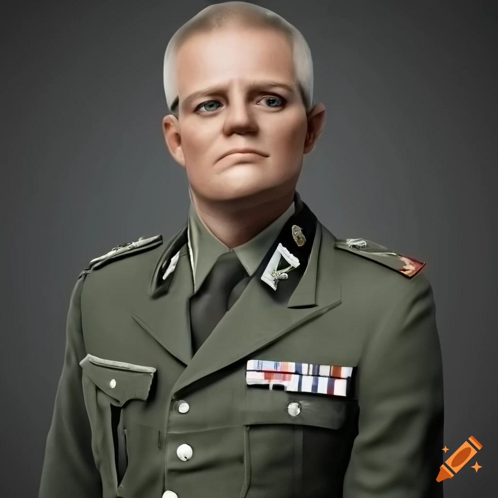 portrait of Scott Morrison in a military uniform