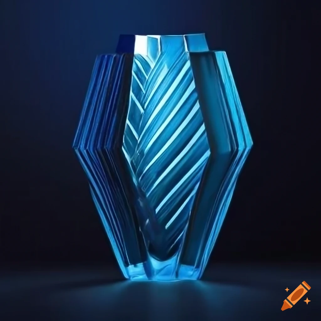 ultra high definition photo of a blue art deco vase