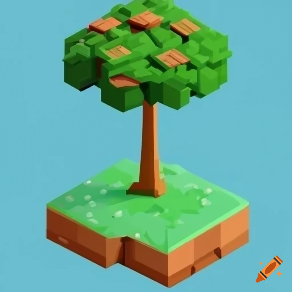 Isometric illustration of a tree on Craiyon