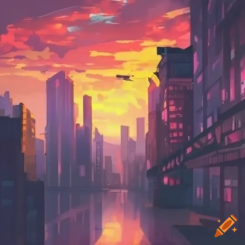 Moody Sunset Over An Empty City