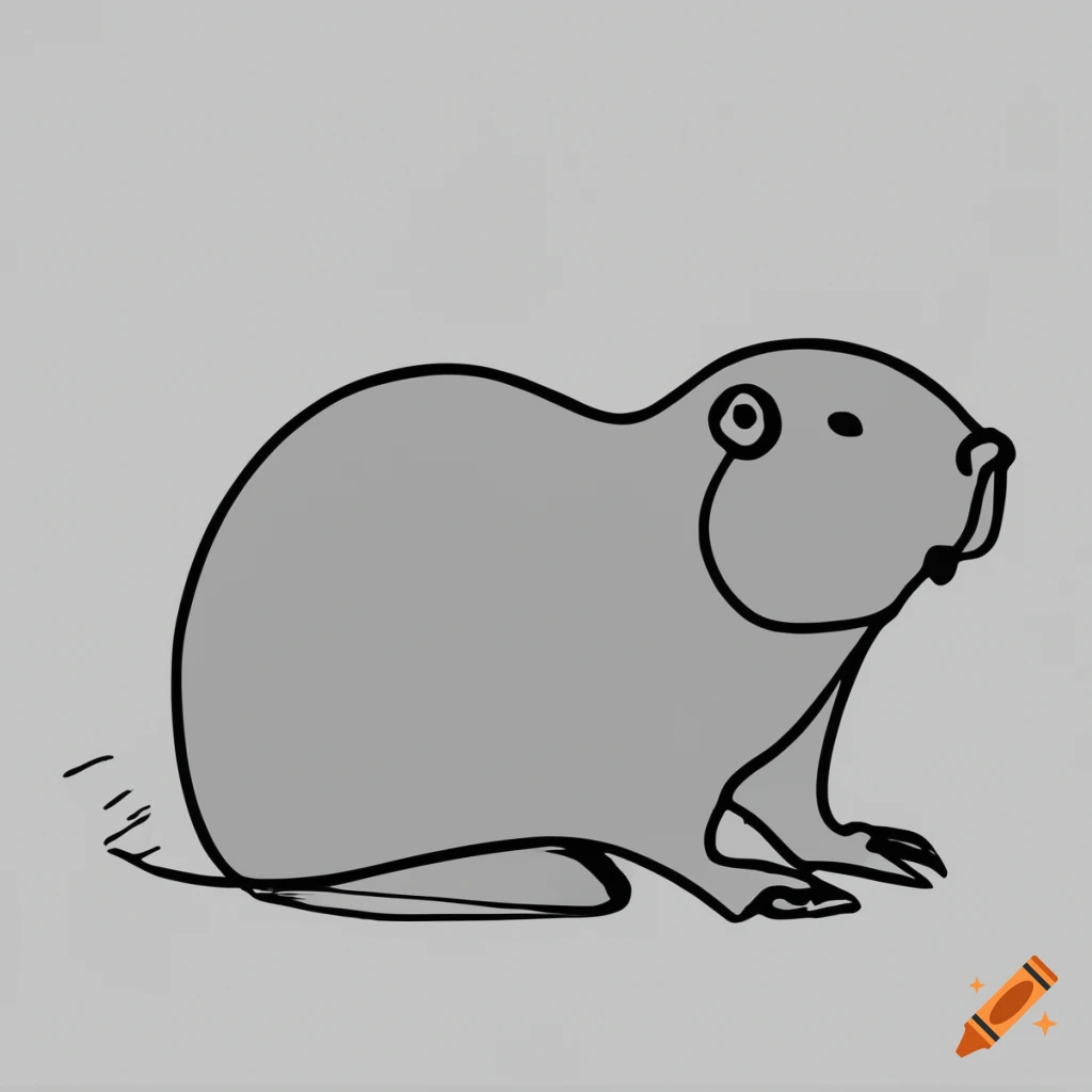 minimalistic line drawing of a beaver
