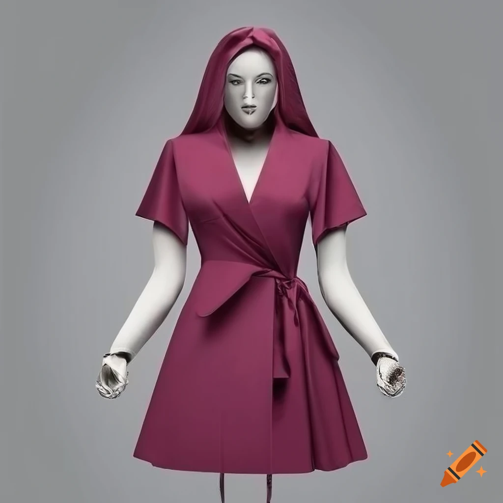 knee length wrap dress with butterfly sleeves
