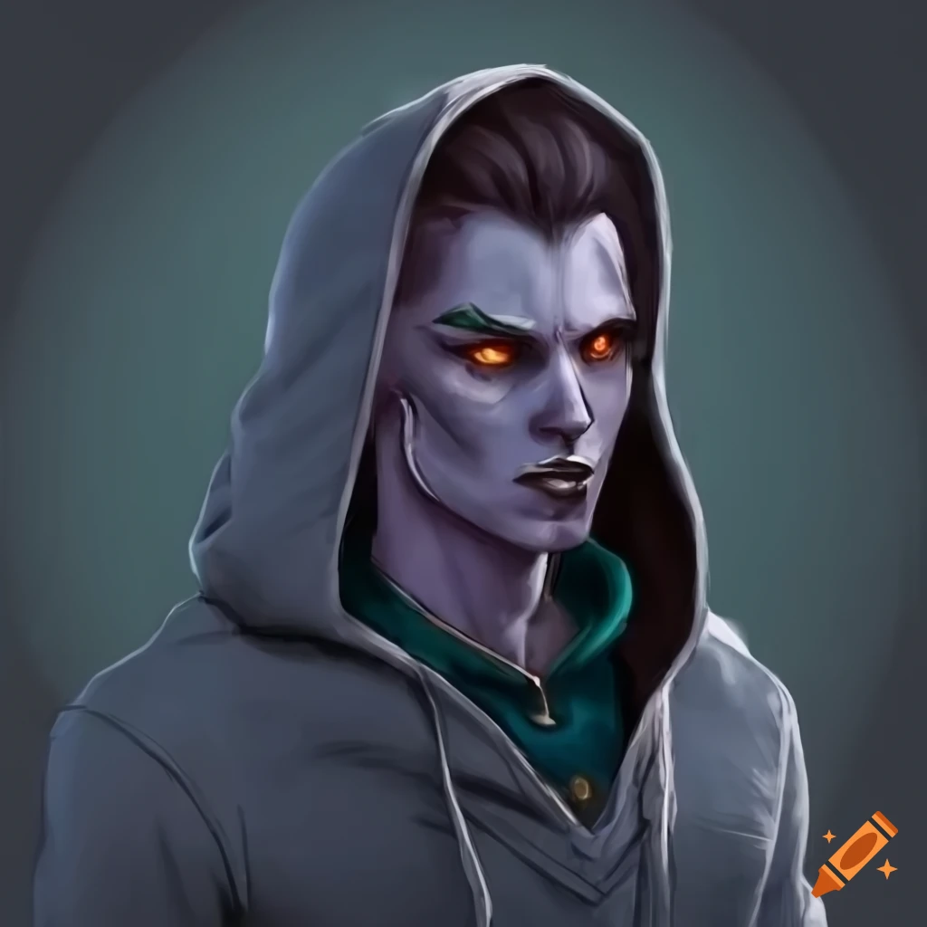 portrait of a dark elf in casual attire